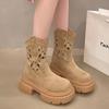 Fashion 2024 New Autumn Women's Thick-soled Comfortable Short Boots Women's Hollow Fashion High-heeled Sleeve Fashion Boots