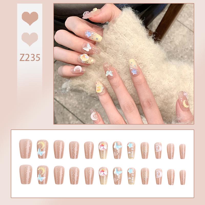 Роскошный прозрачный румянец, набор накладных ногтей «Розовый пузырь» с носимыми наклейками