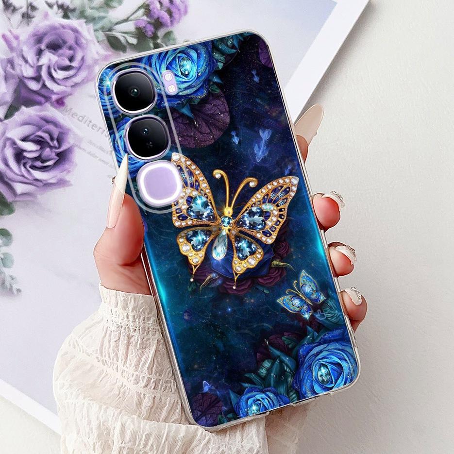 For Vivo Y200 5G Case Vivo V40 Lite Beautiful Butterfly Painted Cover Soft Slim Phone Case For Vivo Y300 Y 200 V40Lite 5G Bumper