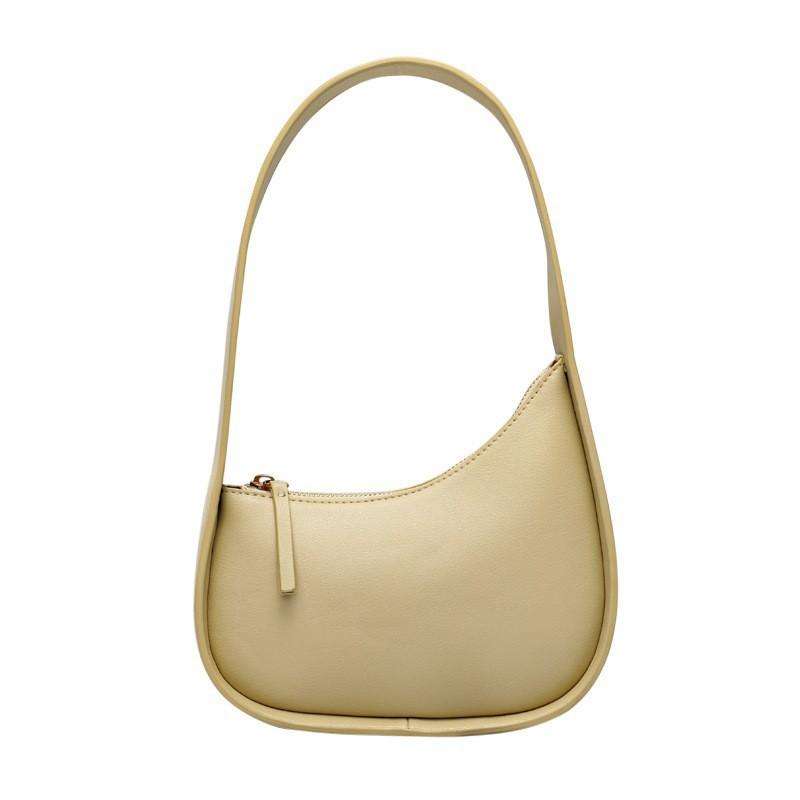 Minimalist Genuine Leather Crossbody Bag Women Irregular Crescent Shape Small Shoulder With Zip