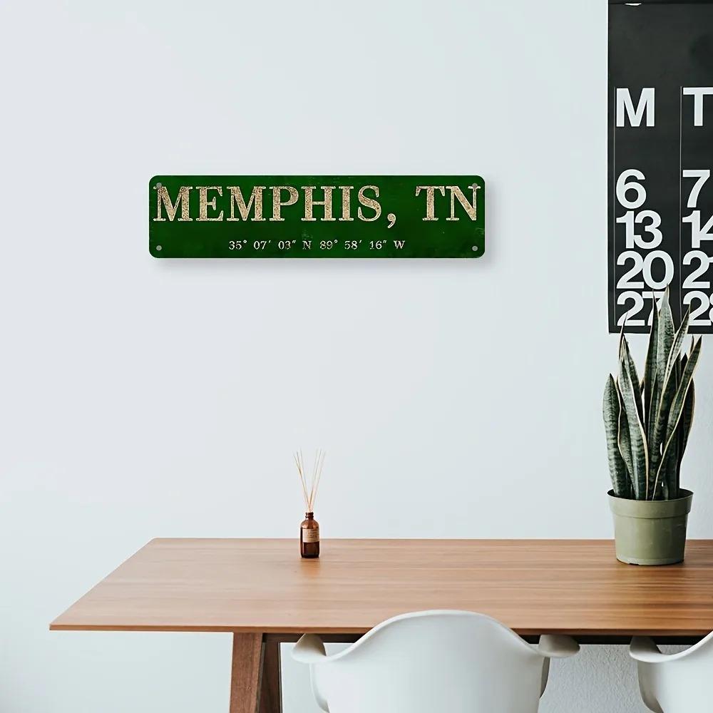 Ретро металлическая табличка Memphis - Винтажное зеленое алюминиевое настенное искусство, Легко повесить Декор для домашнего бара и мужской комнаты