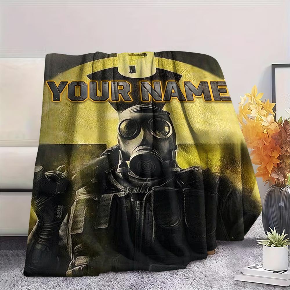 1PC Custom Name Rainbow Six Siege Patterned Flannel Blanket Suitable For All Seasons for Home Decor Warmth and Comfort Gifts Holiday Present