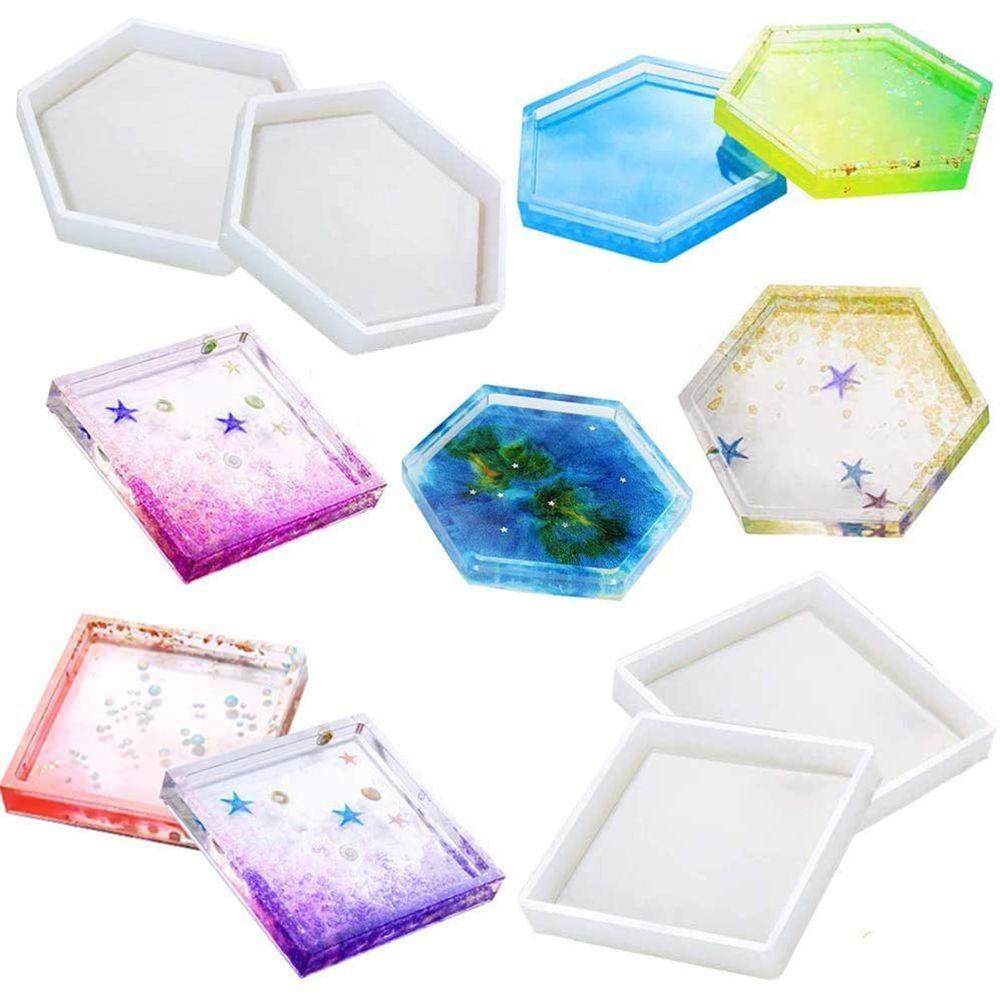 Transparent Handmade Craft Epoxy Coaster Teacup Mat Mold Crystal Glue Dropping Tool Silicone Molds