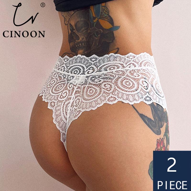 CINOON 2 шт./лот, женские сексуальные кружевные трусики с бантом, соблазнительное нижнее белье с низкой посадкой, женские стринги, прозрачное нижнее белье, стринги с вышивкой, нижнее белье