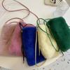 Cute Solid Color Faux Rabbit Fur Plush Shoulder Crossbody Bag Women Fashion Portable Mobile Phone Purse Kawaii Lady Handbag Gift