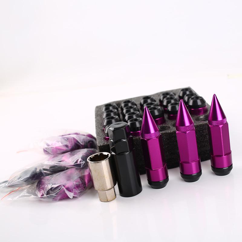 Spiked Aluminum Extended Tuner Wheels Rims Lug Nuts Racing Jdm (with logo)