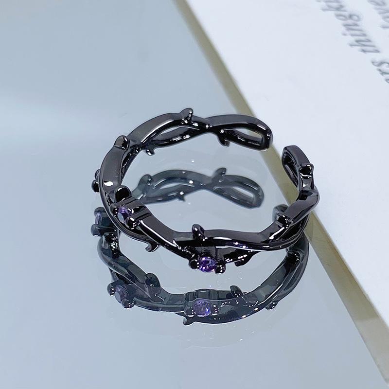 Halloween Retro Dark Spider Crow Open Ring Personality Niche Punk Stacking Wearing Trendy Cool Ring Girl