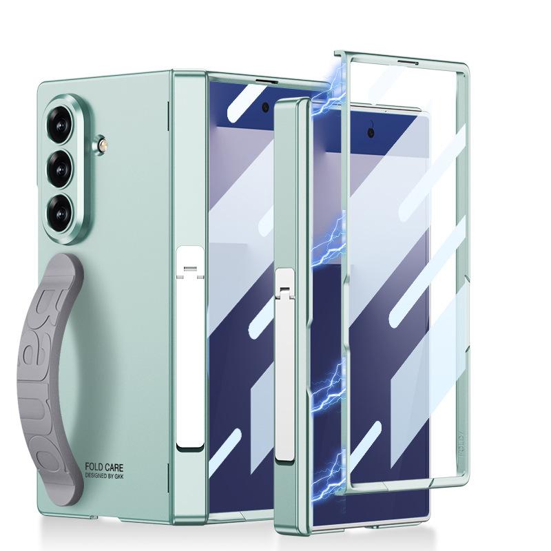 Подходит для чехла для мобильного телефона Samsung Z Fold7 Новый чехол с магнитным шарниром Пленка Встроенный силиконовый ремешок-браслет Подставка Защитный чехол