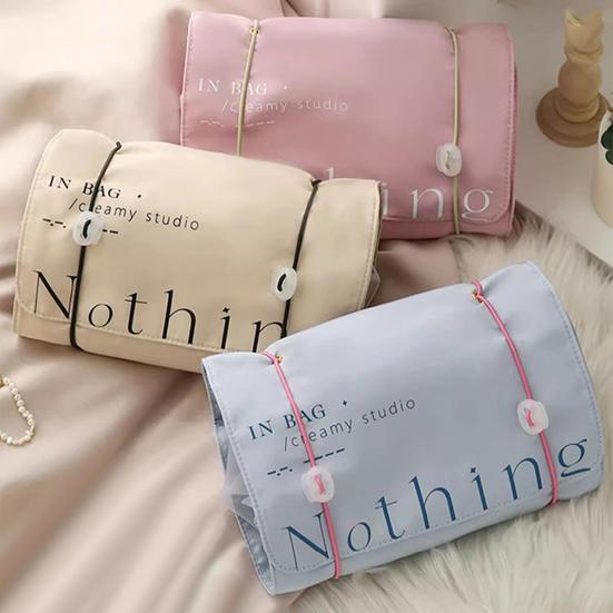 Сумка для туалетных принадлежностей, складная, сворачивающаяся, косметичка, органайзер для косметики, 4 отделения, большая вместимость, застежка-молния, водонепроницаемый дорожный чехол