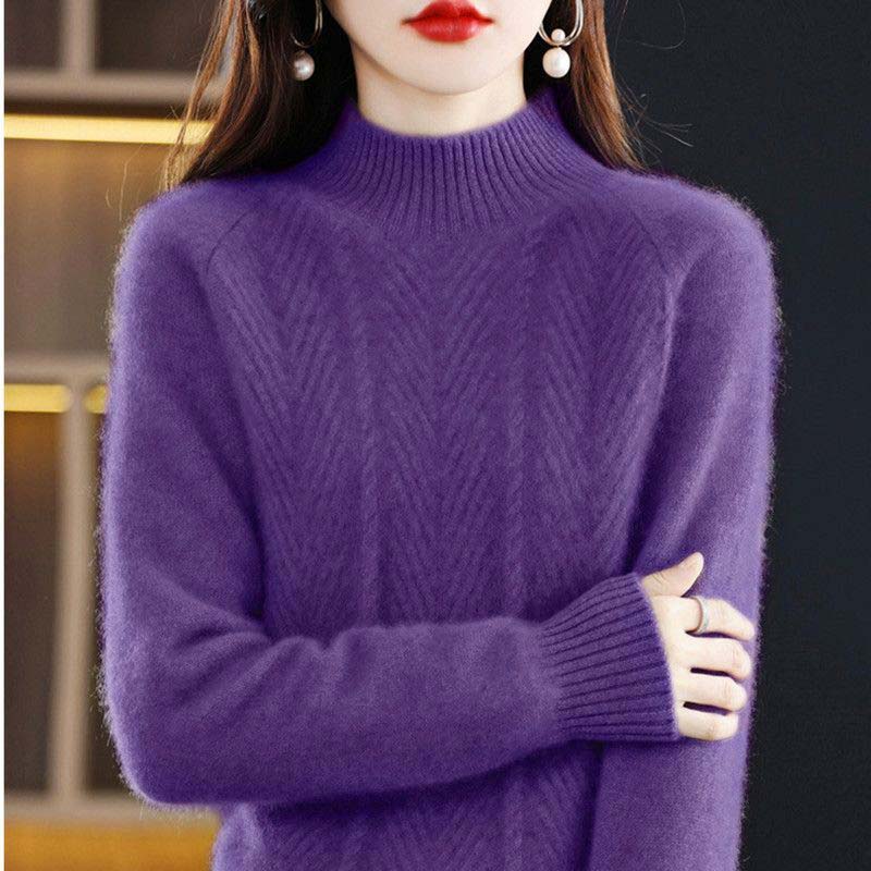 Женский утолщенный трикотажный свитер с полувысоким воротом на осень и зиму, свободный пуловер, нижняя часть рубашки