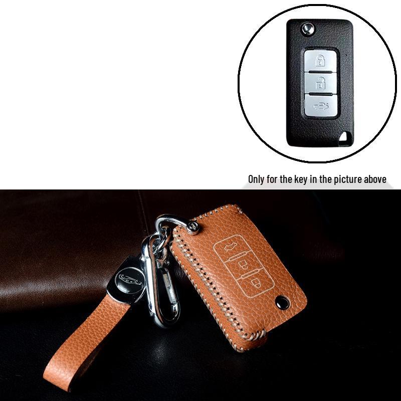Кейс для ключей Mitsubishi: Кожаный чехол на кнопке для GAC Outlander, Eclipse Cross, ASX, Lancer и Pajero Sport