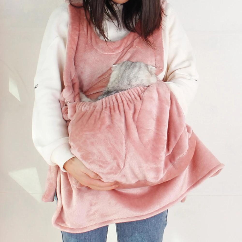 Переноска для домашних животных Фартук для маленьких кошек и собак Подвесная сумка для груди с двухслойным карманом Карман для сна Сумка-держатель для домашних животных