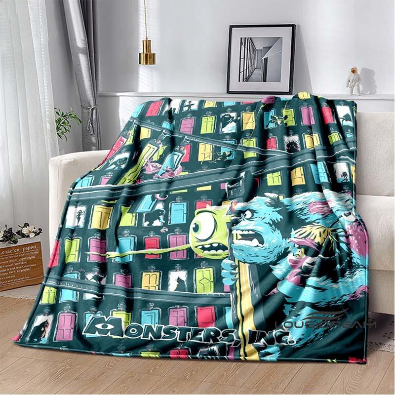 This Soft Flannel Blanket From The Cartoon "Monsters, Inc." Is Suitable for Beds, Sofas, and Home Bedroom Covers.