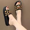 Модные летние женские сандалии на танкетке, тапочки, женские сексуальные кожаные сандалии