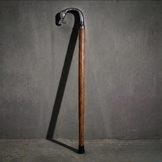 Elephant Head Brass Handle Walking Cane Detachable Wooden Walking Stick