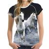 Summer 3D Print Animal Horses Graphic Women's T-shirt Round Neck Short Sleeve Quick Drying Oversized T-shirts Loose Tops & Tees