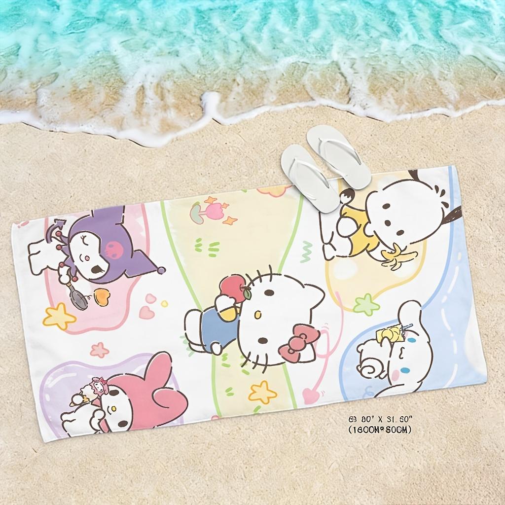 Sanrio Friends Beach Towel Single Sided 2D Print Cute Soft Beach Towel Beach Pool Bathroom Towel Cheerful Gift for Kawaii Lovers