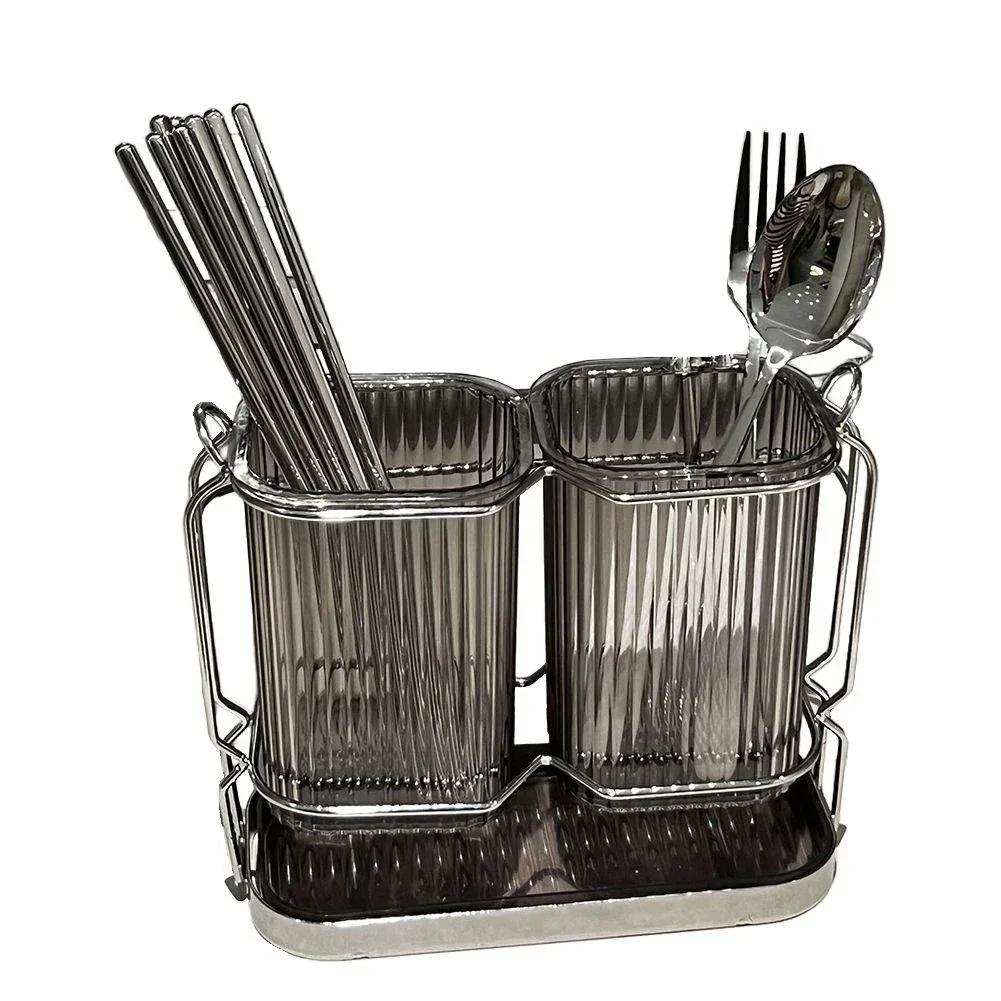 Настенный органайзер для столовых приборов для кухни, легкий роскошный держатель для палочек и ложек, сушилка для кухонных принадлежностей из нержавеющей стали