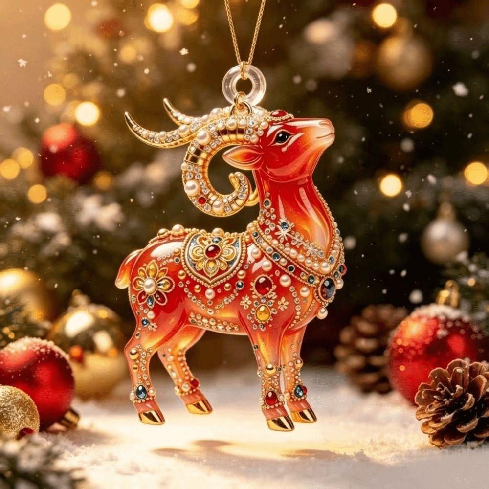 Acrylic Goat Hanging Ornament 2D Flat Animal Hanging Decoration Gifts Keychain Shop Window Display