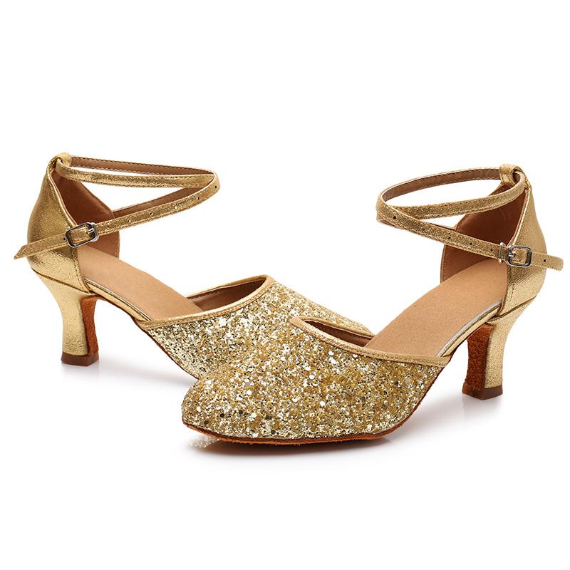 Женская обувь для современного танца, обувь для бальных танцев на каблуке, вечерние танцевальные туфли с блестками, 5 см