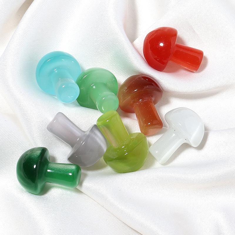 5Pcs/Lot 20×15mm Cat's Eye Beads Colorful Mushroom Shaped Nonporous Accessories For Jewelry Production Diy Charm Pendant