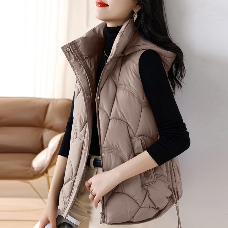 Plus Size Autumn Warm Vests for Women New Fashion Loose Women's Winter Coat Hooded Korean Style Cotton Padded Sleeveless Parka
