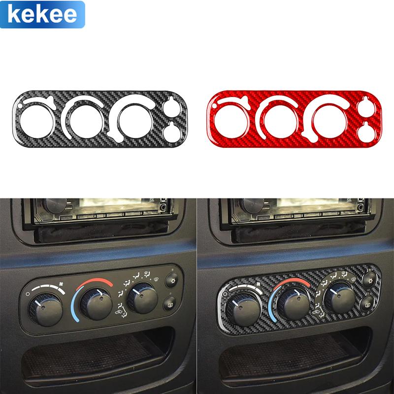 For Dodge Ram 2002 2003 2004 2005 Center Dashboard AC Control Panel Cover Real Carbon Fiber Sticker Car Interior Accessories