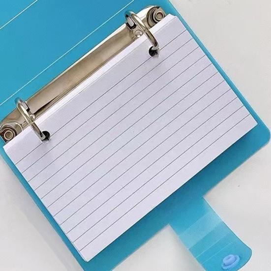 Карточки с подкладкой и держателем для папок с кольцами. Дизайн с предварительно перфорированными отверстиями. Компактный размер. Портативный. Широкая портативность.