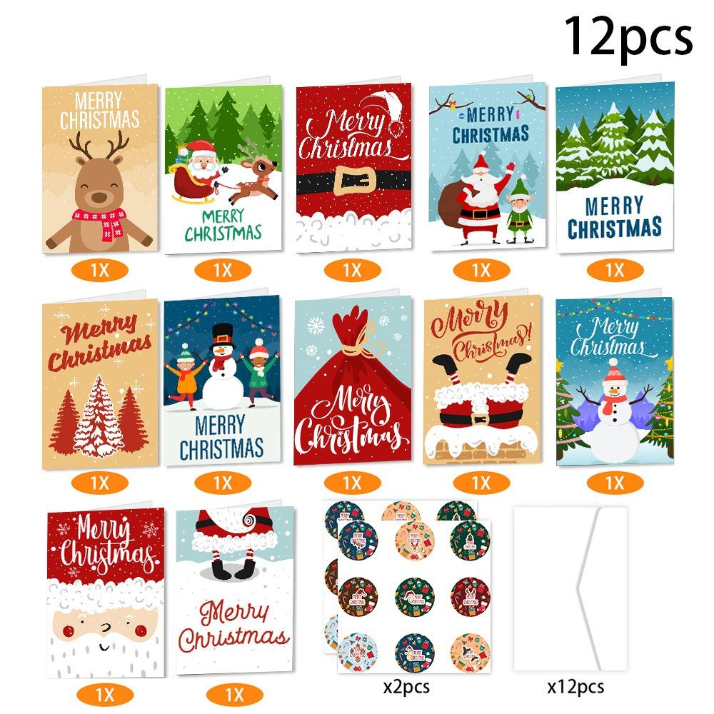 12pcs/set with Envelopes Party Invitation Cards Santa Claus Christmas Note Card Friend Gift