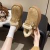 Thick-soled Birkenstocks 2025 Winter New Women's Velvet Non-slip Warm Fluffy Cotton Shoes Flat-soled Bread Shoes Cotton Shoes