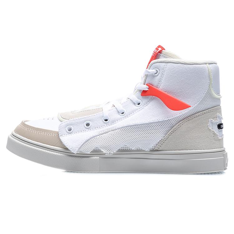 Li Ning CF Высокие кеды для скейтборда Женские Серые Белые AGCR078-2
