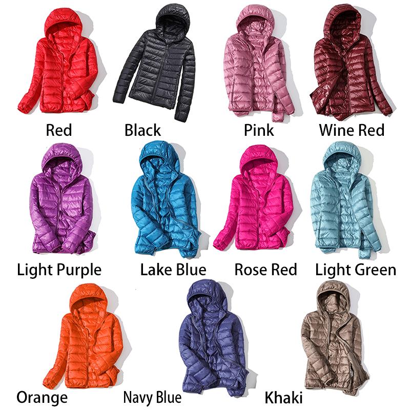 Women Casual Hooded 90% White Duck Down Jacket Coat Windproof Warm Autumn Winter S-5XL