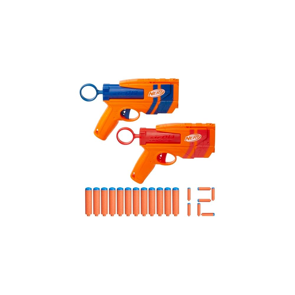 Hasbro Nerf N-Series Duo Pack Blasters with 12 Official N1 Darts for Outdoor Games Ages 8 and Up