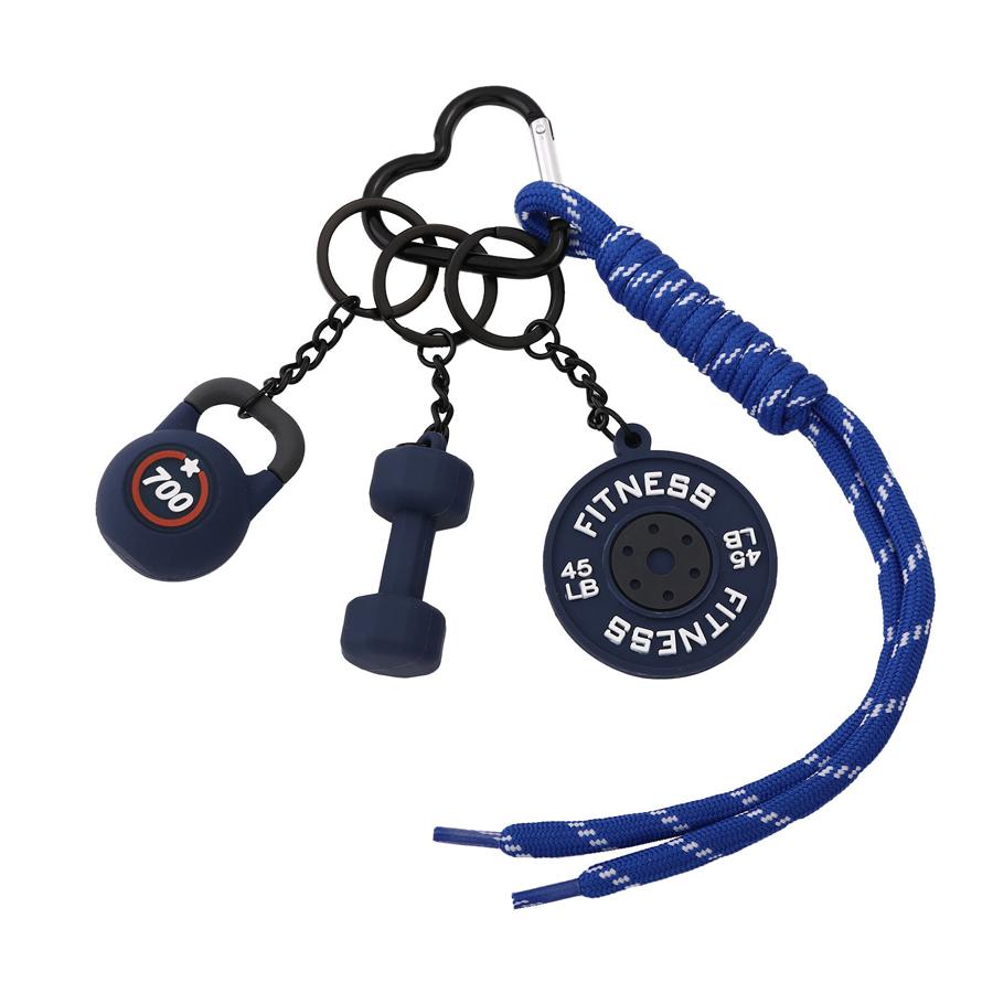 Mini Fitness Equipment Silicone Dumbbell Kettlebell Barbell Plate Carabiner Bag Charm Gift for Gym Lovers Bag Charm