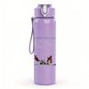1PC Faint light blue faded band text sketch print 750ml colorful plastic sports water bottle leakproof pop up lid with straw for outdoor work home use
