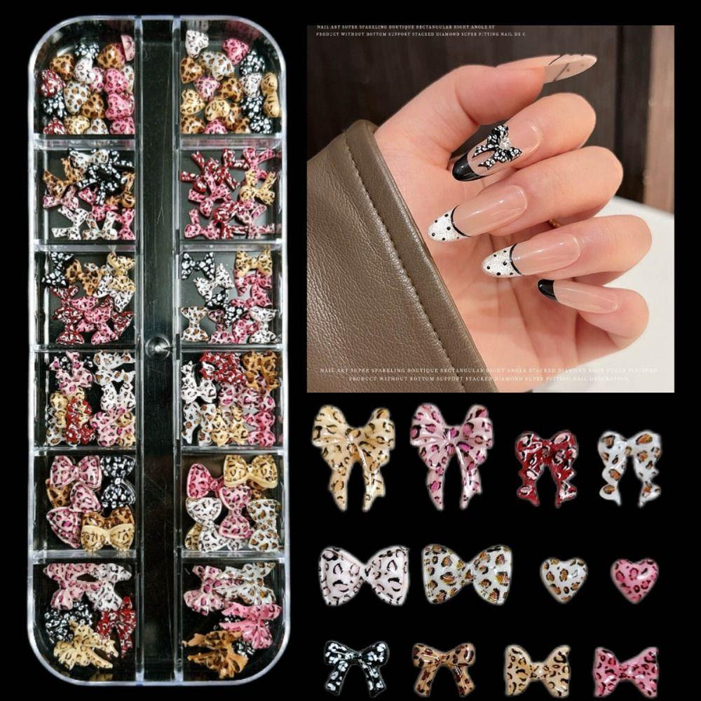 1Box Spotted Bow Heart 3D Resin Nail Art Decorations DIY Nail Art Decorations Nail Salon