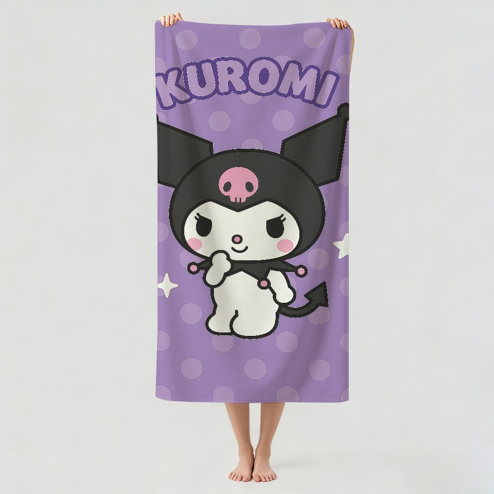 Мультяшное милое полотенце K-kuromi для сушки, банное полотенце, подходит для легкого плавания, кемпинга, йоги, пляжа, активного отдыха