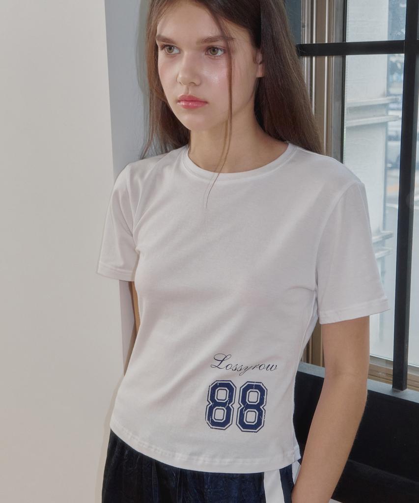 LOSSYROW 88 Varsity Slim Tee White