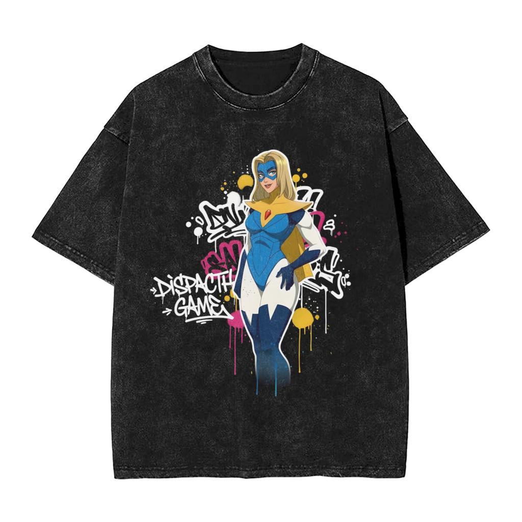 Mens TShirt Dispatch Game Washed T Shirts Fashion Summer Tees Streetwear Simple Casual Clothes Gift