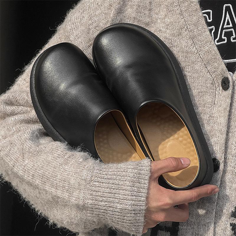 Thick-soled Heightening Boken Shoes Autumn and Winter 2025 Lazy Bag Head Half Slippers Outer Wear Warm One Pedal 35225-J