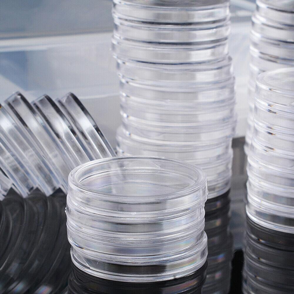 25pcs 40mm Clear Round Plastic Coin Container