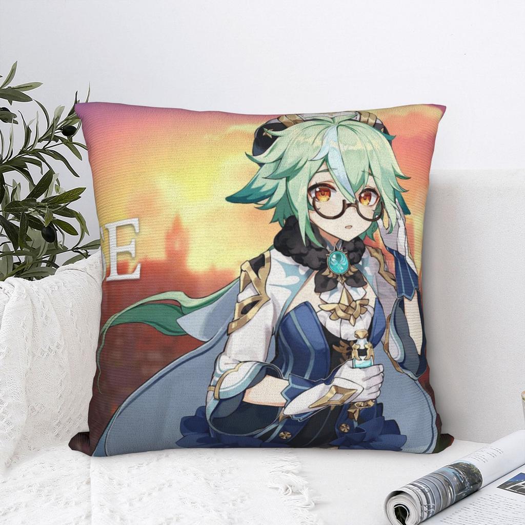 Genshin Sucrose Pillowcase Printed Fabric Cushion Cover Decorations kawaii game anime online games Pillow Case Cover Home Zipper