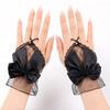 Женские кружевные перчатки без пальцев, сетчатые перчатки с отделкой бантом, для свадьбы, в стиле принцессы, сценических выступлений, балетной вечеринки, косплея, свадебные аксессуары