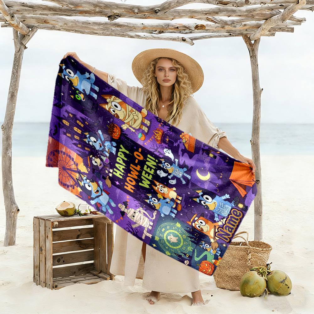 Halloween Trick Treat Customized Name Beach Towel Quick-Dry Soft Microfiber