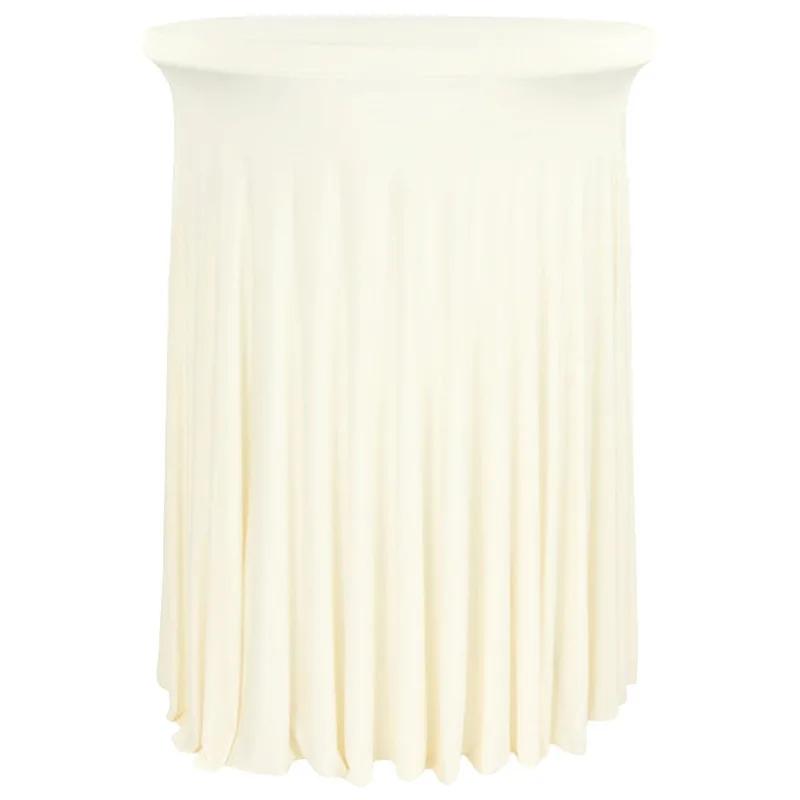 Cocktail Table Covers 32"x 43" Champagne Cocktail Table Tablecloth with Natural Wavy Round Skirt for Bar Wedding Party Banquet Decoration