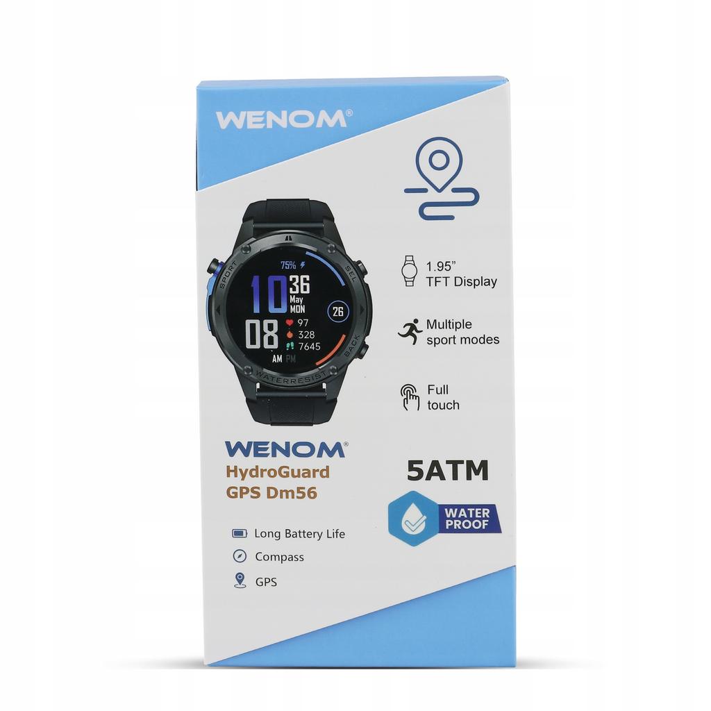Smartwatch wenom dm56 sportowy męski damski gps wodoodporny pl pływanie