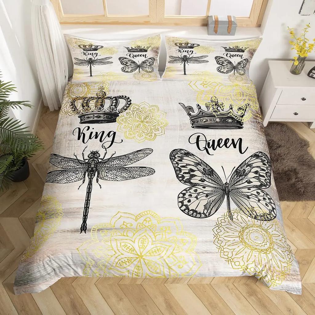 Couple Black And White King Queen Duvet Cover Mr And Mrs Gifts Bedding Set Red Lips Quilt Cover 2/3Pcs Polyester Comforter Cover