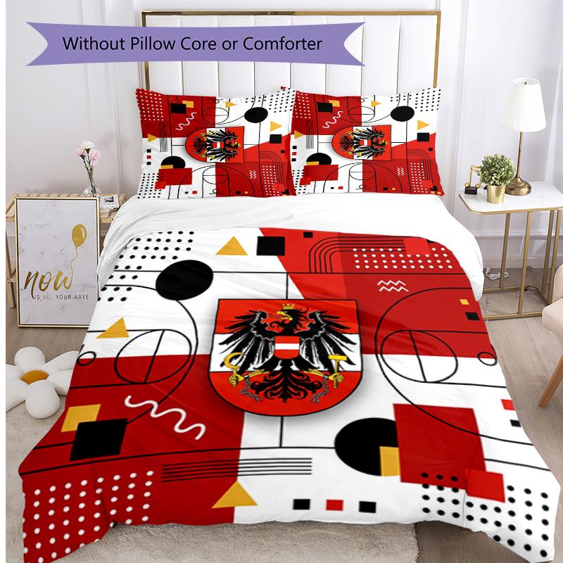 Austria Football Printed Bedding 3 Piece Set Cozy Breathable Bed Cover Set as Housewarming Holiday Gift