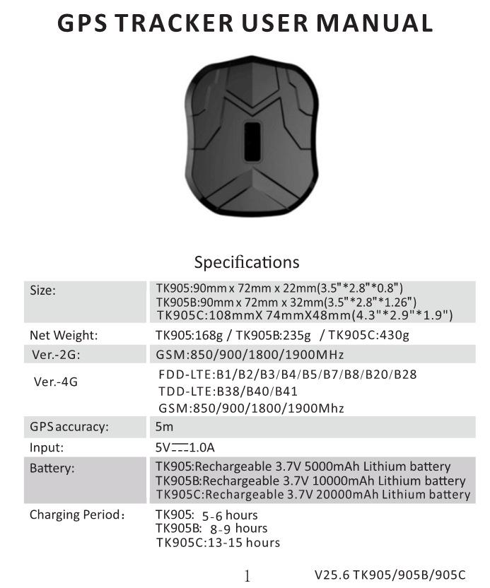 Магнитный GPS-трекер TKSTAR серии TK905 - Длительное время работы от аккумулятора для транспортных средств и контейнеров