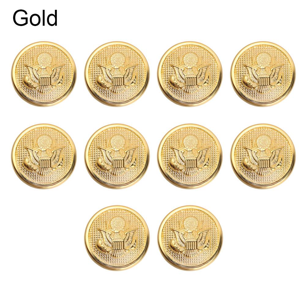 10PCS Gold Silver 15mm Round Metal Eagle Button Blazer Suits Uniform Buttons Eagle Badge Sewing Clothing DIY Clothing Accessory